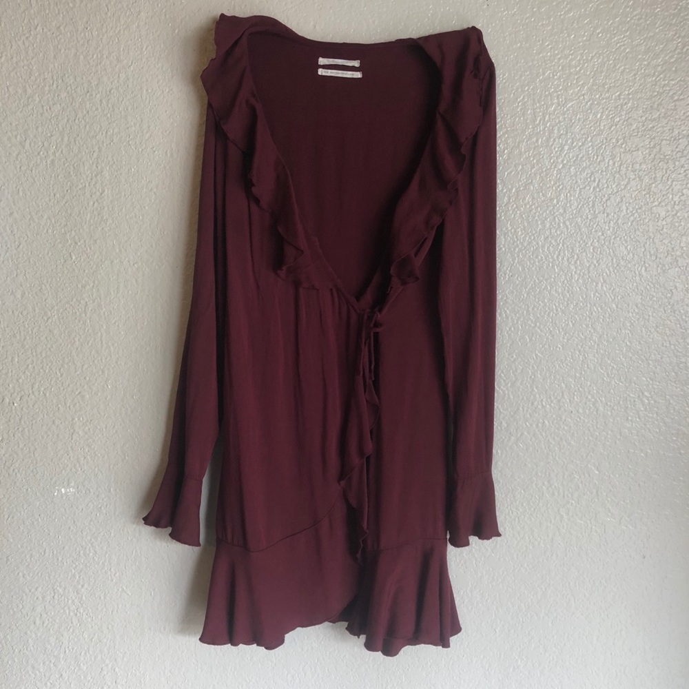 Maroon kinda sleeve wrap dress